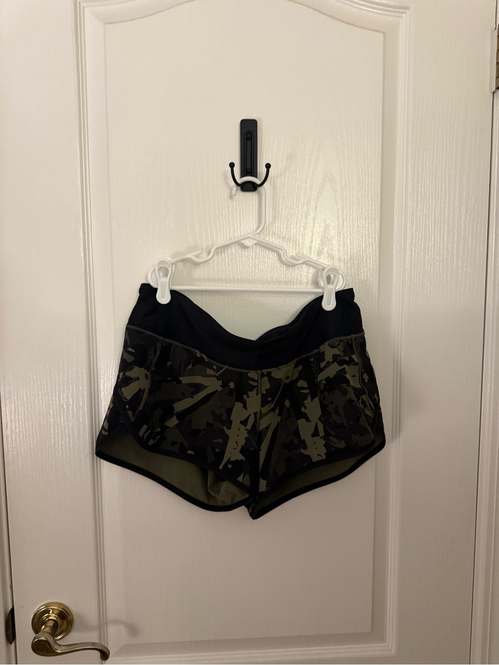 lululemon athletica Olive Camo Athletic Shorts with Black Waistband